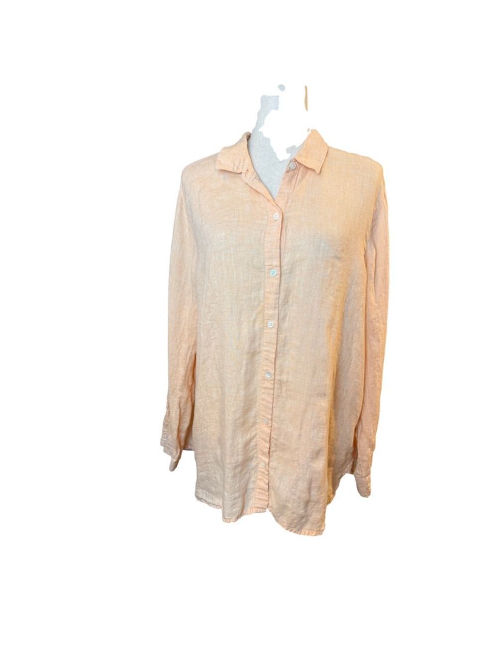 J. Jill peach shirt peach long sleeve 100% linen size large.